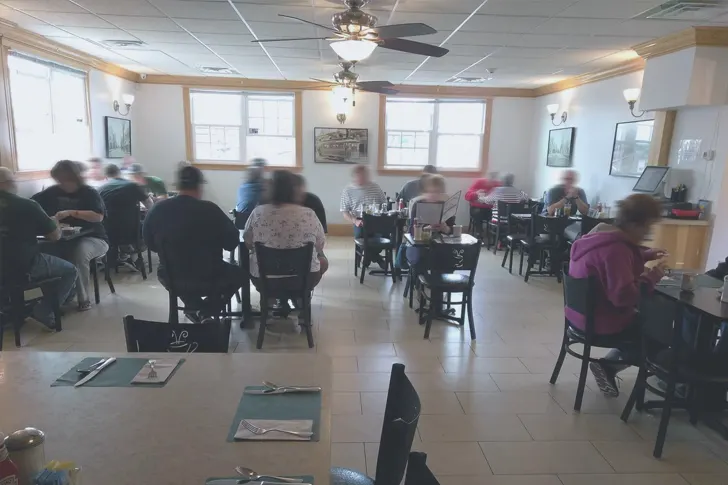 Guests enjoying a meal in the dining room
